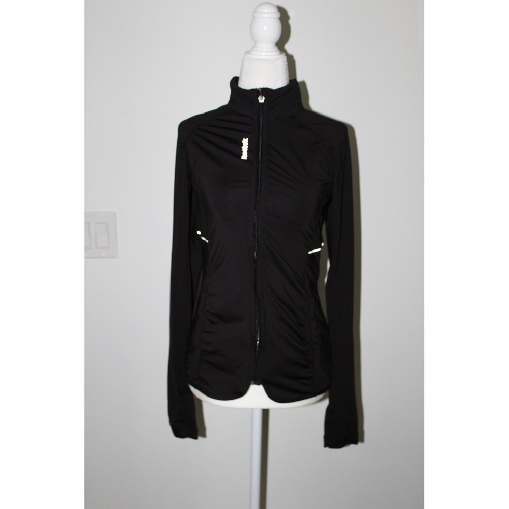 Reebok Women's Black Full Zip Mesh Panel Reflective Running Jacket Size S‎